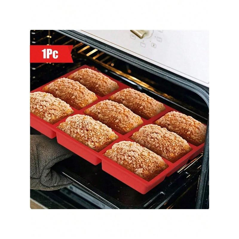 Mini-Silikon-Brotbackform mit 9 Fächern in Rot für Mini-Brote und Kuchen - Bild 2