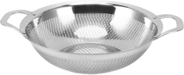 OutsideWorld Mehrzweck-Edelstahlsieb rund mit Griffen und feinem Netz, Silber, Durchmesser: 18 cm - Bild 1