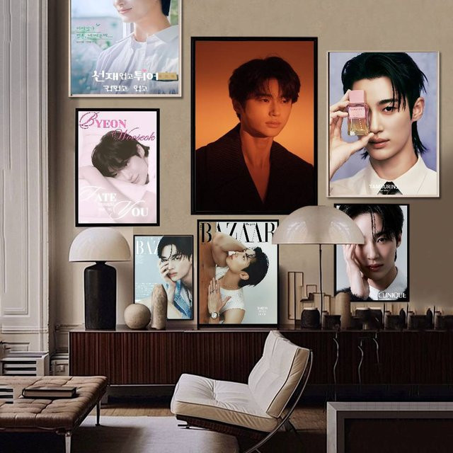 Selbstklebendes B-Byeon W-Wooseok Anime-Poster aus weißem Kraftpapier, Wandkunst Dekoration, B/H: 15 x 15 cm - Bild 1