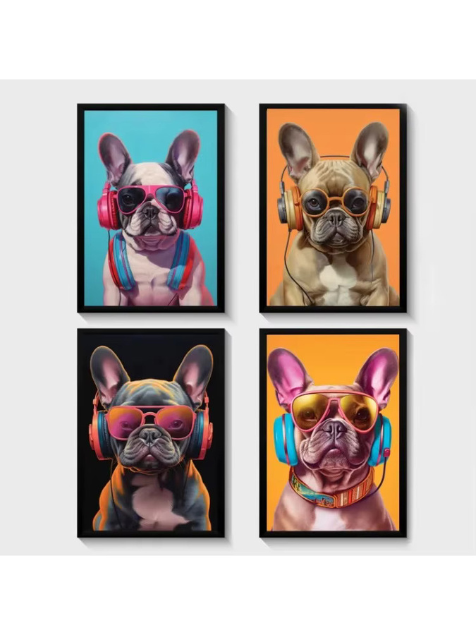 Potdemiel Leinwanddruck Bunte Französische Bulldogge im Gaming-Stil als Wandkunst für dein Wohnzimmer - Bild 3