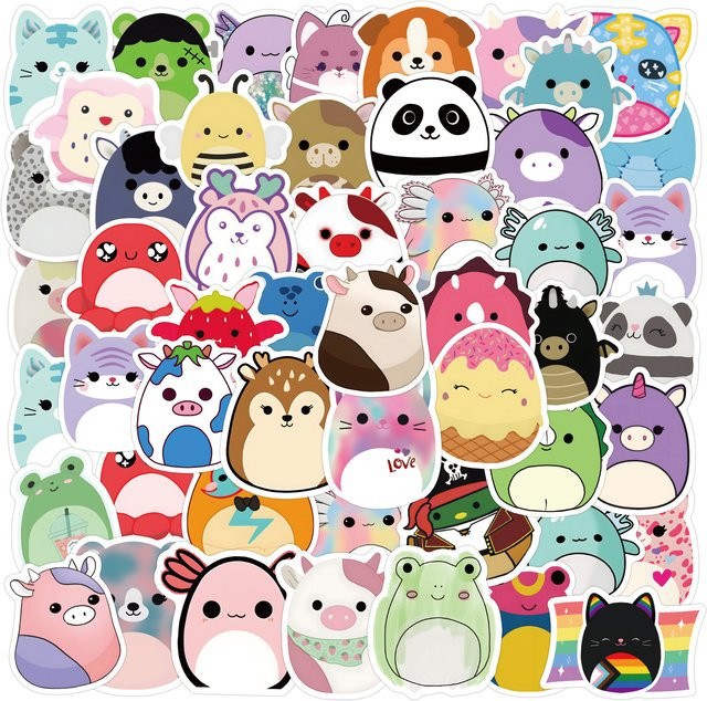 60 Stück Runde Cartoon Tier Aufkleber im Ins-Stil, Bunte Graffiti-Sticker für Helme, Handys und Gepäck - Bild 1