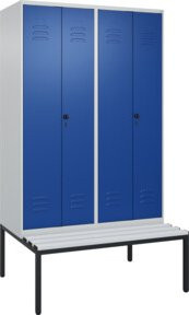 C+P Spind Classic PLUS Garderobenschrank mit integrierter Sitzbank, 4 Abteile, Schwarz-Weiß, B/T/H: 212 x 120 x 81,5 cm - Bild 1
