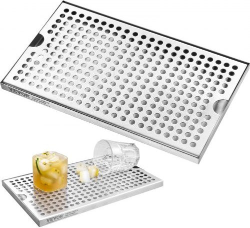 VEVOR Bier Ablagefläche aus Edelstahl in Silber mit 4 rutschfesten Gummipads und abnehmbarem Deckel - Bild 1