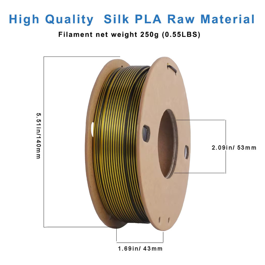 BING3D Seiden-Dual-Color-PLA-Filament 1,75 mm, schwarz-gold, 0,25 kg - Bild 2