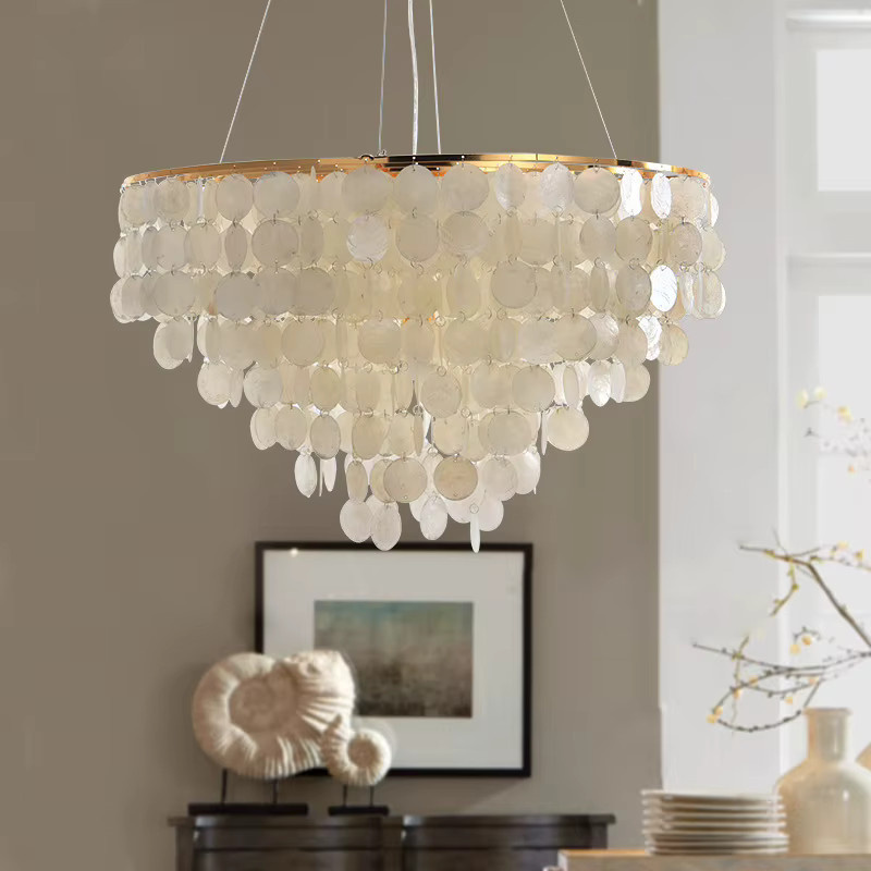 HomeLover Moderner Muschel-Kronleuchter aus Metall in Gold und Chrom für Wohnzimmer und Flur - Bild 2