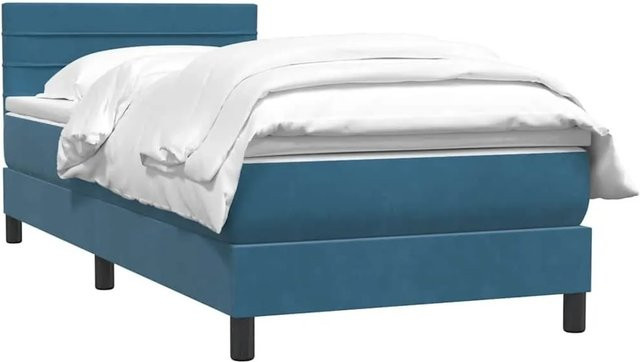 vidaXL Boxspringbett mit Matratze Dunkelblau Samt B/T/H: 80 x 78 x 223 cm - Bild 1