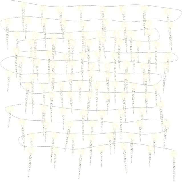 vidaXL Weihnachts-Eiszapfen-Lichterkette mit 100 LEDs in Warmweiß, 10 m Länge, transparent - Bild 1