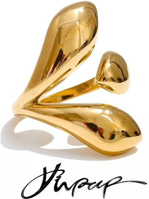 Yhpup Ring Edelstahl, vergoldet, platiniert, Unisex - Bild 1