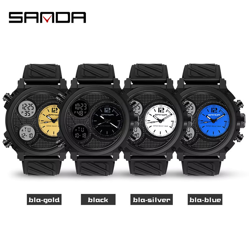 SANDA Digitaluhr, Quarz, Kunststoff, Silikon, Blau, Herren - Bild 3