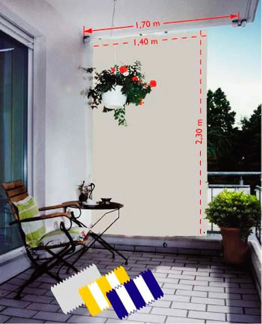 Floracord Senkrechtsonnensegel aus Polyester in Hellgrau, B/H: 140 x 230 cm - Bild 1