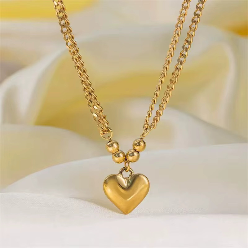 EILIECK Halskette mit Herz-Anhänger, Edelstahl, Gold, Unisex - Bild 4