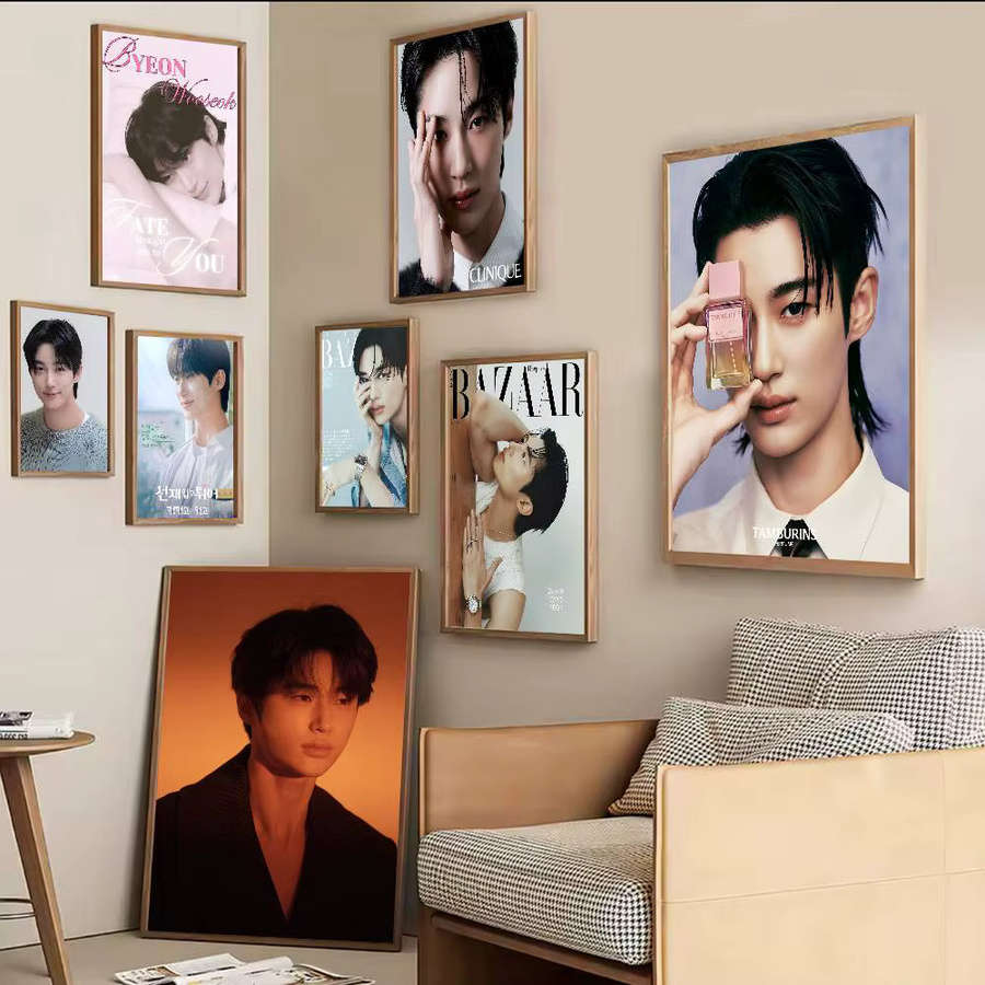 Selbstklebendes B-Byeon W-Wooseok Anime-Poster aus weißem Kraftpapier, Wandkunst Dekoration, B/H: 15 x 15 cm - Bild 4