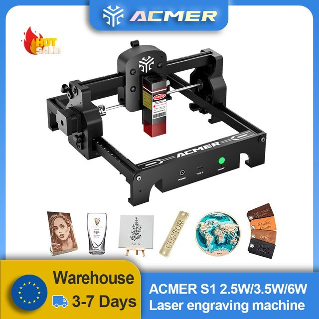 ACMER S1 Mini-Lasergravierer tragbare CNC-Schneidemaschine für Holz, Glas und Leiterplatten, unterstützt LightBurn - Bild 1