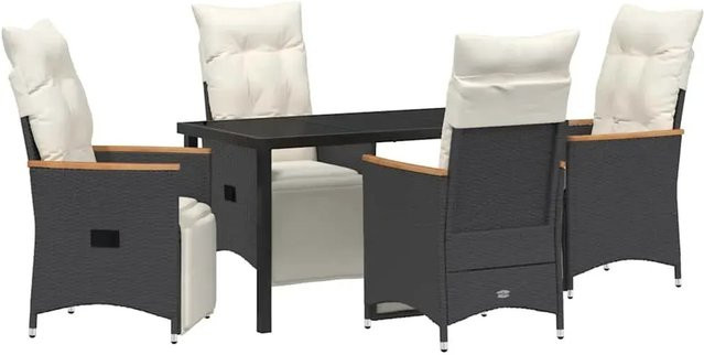 vidaXL Garten Essgruppe 5-teilig aus Poly Rattan und Akazienholz in Schwarz mit Glasplatte - Bild 1