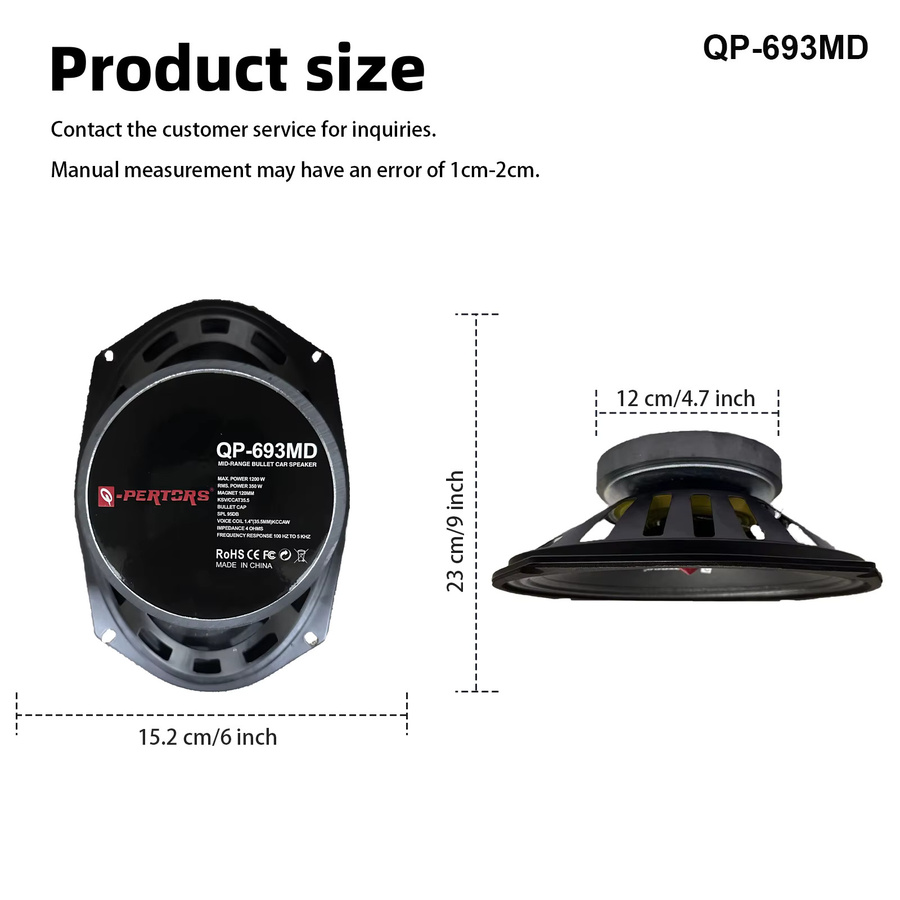 Q-PERTORS Auto-Stereo-Mitteltöner in Schwarz, 6x9 Zoll für deine Auto-Audio-Modifikation - Bild 5