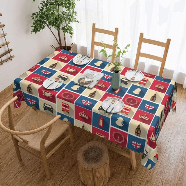 Wasserdichte rechteckige Tischdecke von JMG Household Supplies mit London Muster und Britischer Flagge, B: 137 cm, L: 183 cm - Bild 1