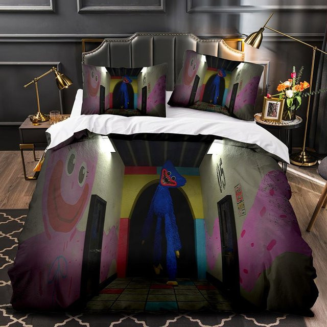 Poppy Playtime Bettwäsche-Set mit 3D-Digitaldruck, bestehend aus Bettbezug und Kissenbezug, Mehrfarbig, Breite: 90 cm, Länge: 200 cm - Bild 1