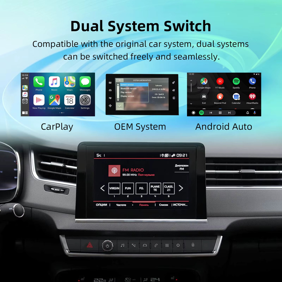 ANYFAR OEM Bildschirm-Upgrade-Decoder-Box für Peugeot und Citroen 2013-2018 mit 7-Zoll-Bildschirm für SMEG/MRN-Systeme inklusive CarPlay und Android Auto in Schwarz - Bild 3