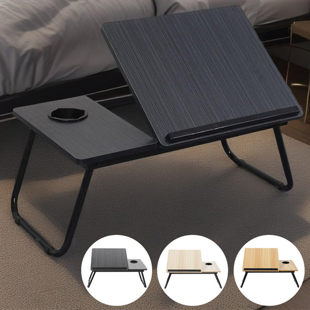 LONENESSL Klappbarer Laptop-Tisch mit Höhenverstellung und Neigefunktion, Multifunktionstisch für Bett und Sofa mit Getränkehalter - Bild 1