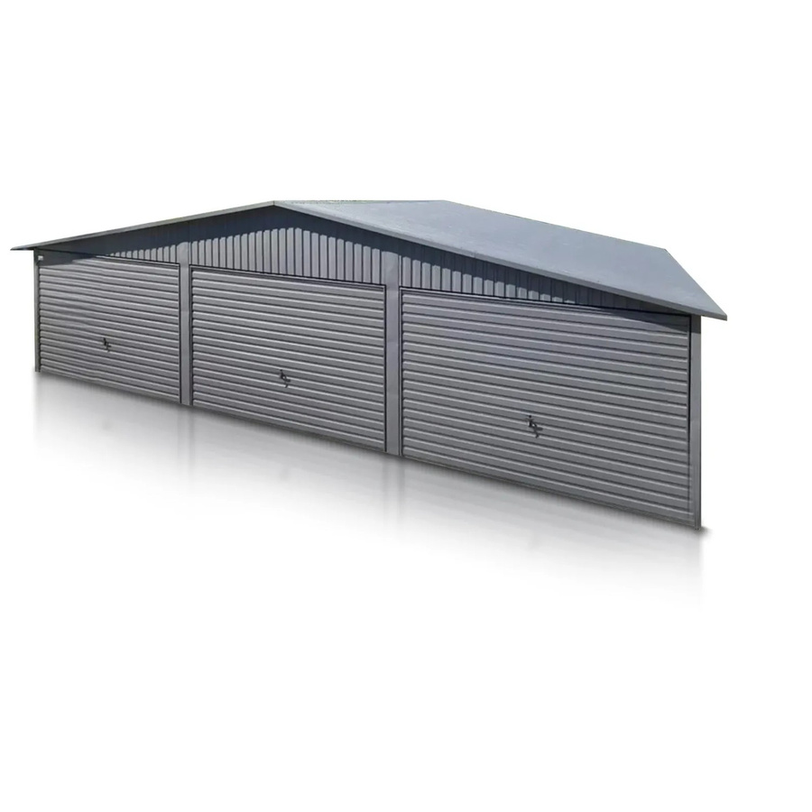 Liderstal Dreifachgarage Basic aus Trapezprofilblech mit Seitengiebel und Schwingtor in Graphit, B/T/H: 900 x 500 x 290 cm - Bild 2