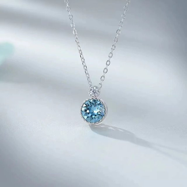 FANGSU Halskette, 925 Silber, blau, runde geometrische Form, Damen - Bild 1