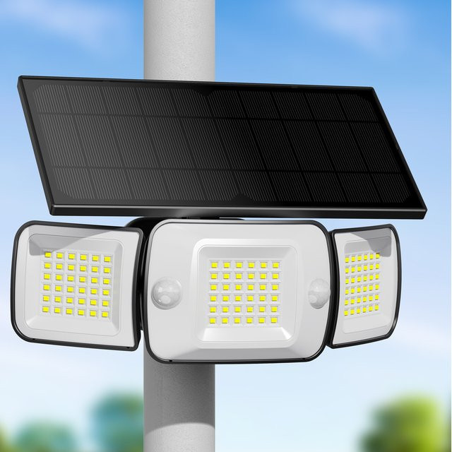 intelamp Solar-Flutlicht für den Außenbereich mit 6000 mAh Akku, Bewegungssensor und wasserdichtem Design, Farbe: Schwarz - Bild 1