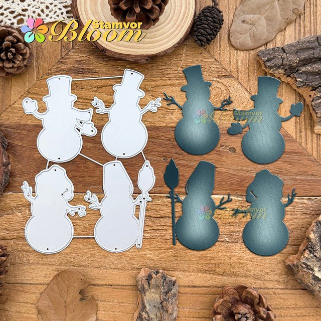 Schneemann Silhouetten Metall Stanzformen für Scrapbooking und dekorative Prägung in Silber - Bild 1