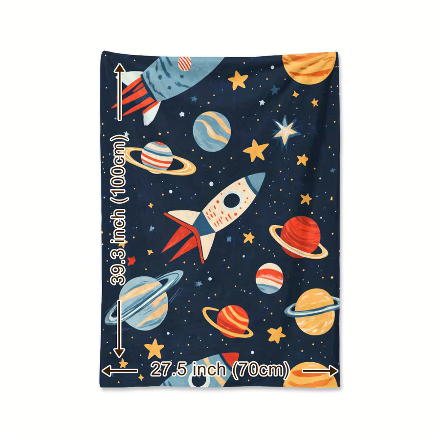 VIKAMA Flanelldecke mit Raketen- und Space-Motiv für Kinder, Mehrfarbig, B/T: 90 x 75 cm - Bild 4