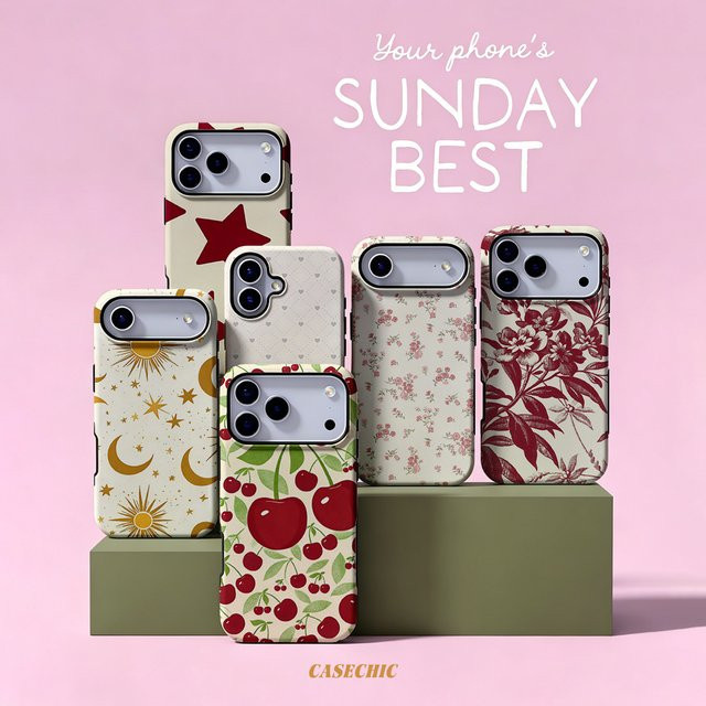 Potdemiel Handyhülle mit Riesen-Kirschzweig-Design für iPhone 17, 16 und 15 Pro Max in Beige, kratzfeste TPU-Schale mit erhöhtem Bildschirmrand - Bild 1