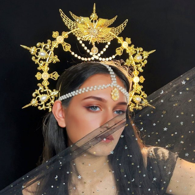 Kopfschmuck Stern, Golden Mary Halo Göttin Krone - Bild 1