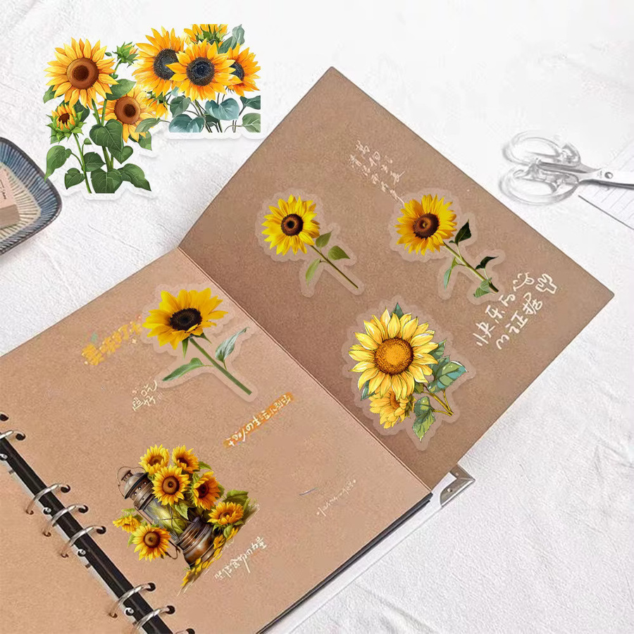 50 leuchtende Sonnenblumen-Aufkleber in Gelb für Handyhüllen, Laptops und Dekoration von YourLife Store - Bild 3