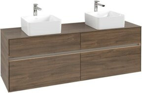 V&B Waschtischunterschrank Collaro mit LED und 2 Waschbecken, B/T/H: 160 x 54,8 x 50 cm, Farbe Arizona Oak - Bild 1