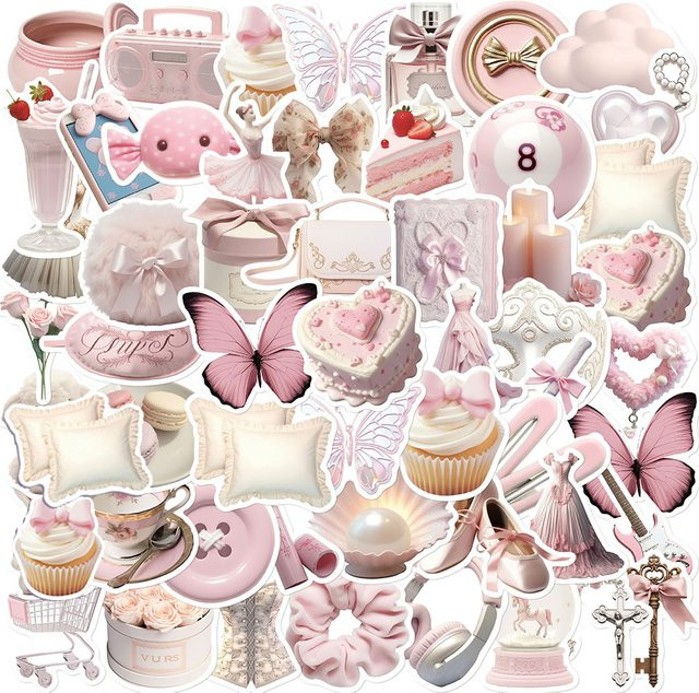 Rspctou Ballett-Mädchen Ästhetische Aufkleber, pink, 10-teiliges Set - Bild 1