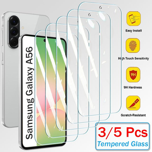 Samsung Galaxy A56 Displayschutzfolie aus gehärtetem Glas, 3 oder 5 Stück, transparent - Bild 1