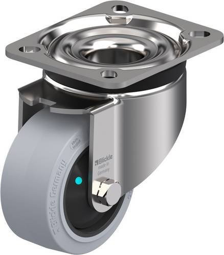 Blickle Lenkrolle LKX-POEV 82KFD-SG mit Schraubbefestigung aus Edelstahl in Schwarz-Grau, Rad-Durchmesser: 80 mm, Tragfähigkeit: 170 kg - Bild 1