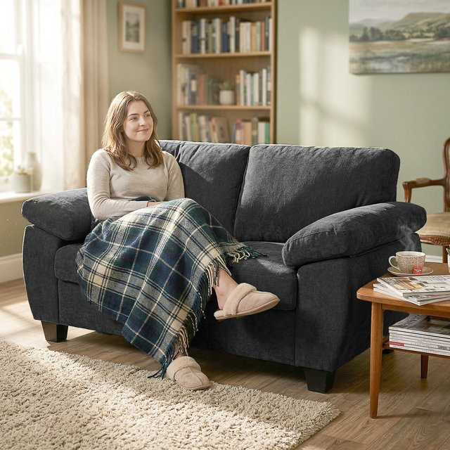 HOMCOM 2-Sitzer-Sofa modern aus Stoff in Grau, B/T/H: 156 x 77 x 81 cm - Bild 1
