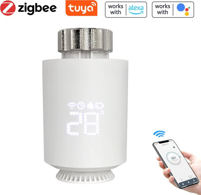 Tuya Smart Zigbee 3.0 Thermostatventil TRV Temperaturregler in Weiß mit Alexa und Google Home Unterstützung - Bild 1