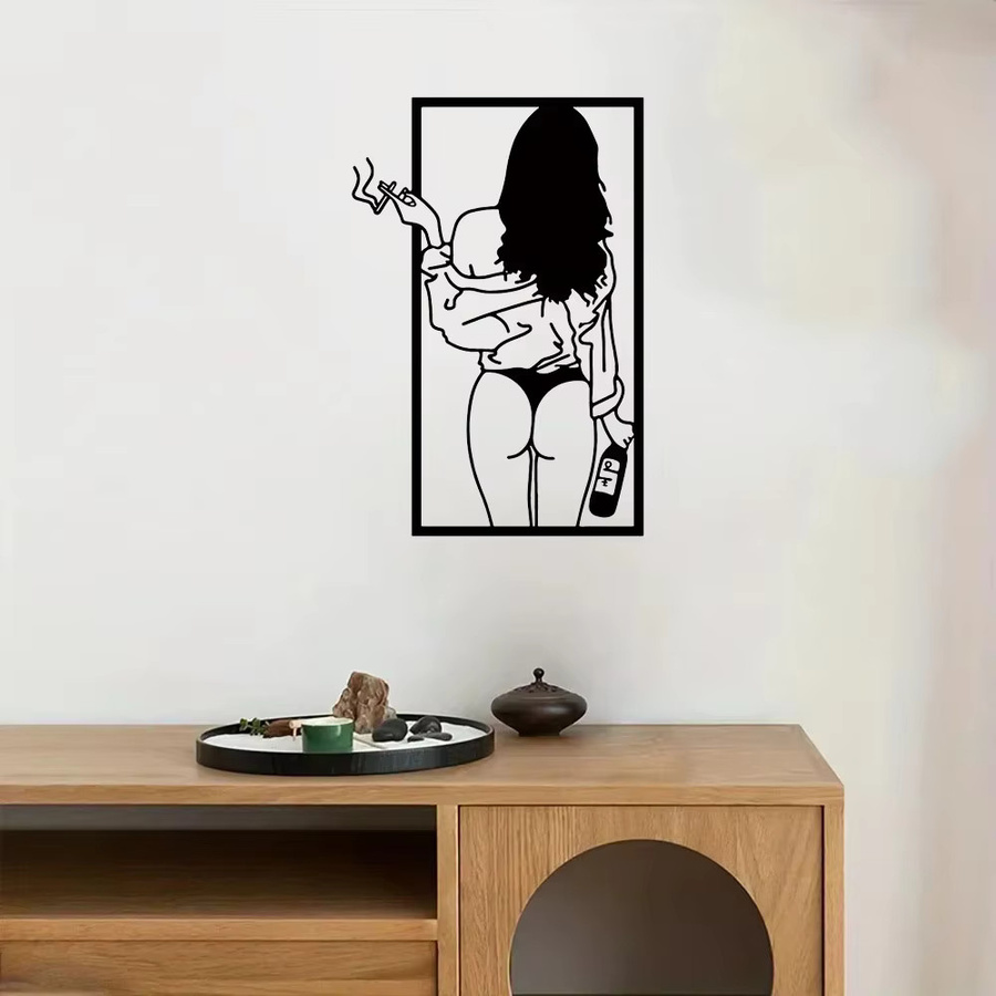Moderne Metall-Wandkunst von CIFBUY mit abstraktem Frauenlinien-Design zur Wandmontage - Bild 5