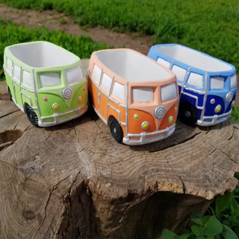 GBhouse Silikonform Camper Van für Beton und Zement zum DIY-Gießen von Sukkulenten-Pflanzgefäßen, Mehrfarbig - Bild 4