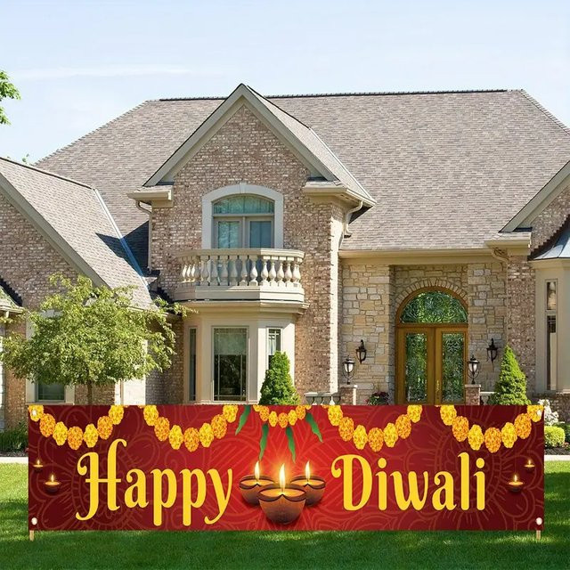 VIKAMA Diwali Banner Vorhang Girlande mit Öllampenmotiv in Multicolour, B/H: 40 x 200 cm - Bild 1