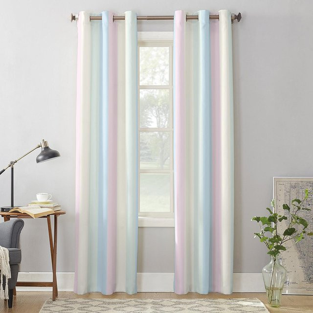 Super Six Verlaufstreifen Vorhang für Wohnzimmer und Schlafzimmer, halbtransparent, mehrfarbig, B: 135 cm, H: 115 cm - Bild 1