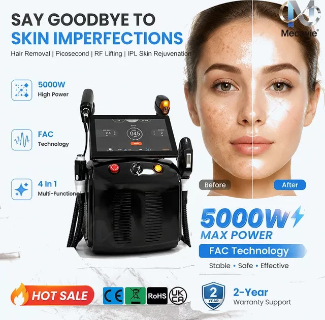 MECAVIE 4in1 Diode Laser Ice Platinum IPL RF Haarentfernungsgerät, Unisex - Bild 1