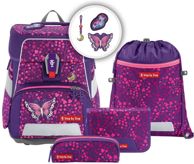 Step by Step SPACE SHINE Schulranzen-Set 5-teilig Butterfly Night Ina in Multicolour, Pink und Purple - Bild 1