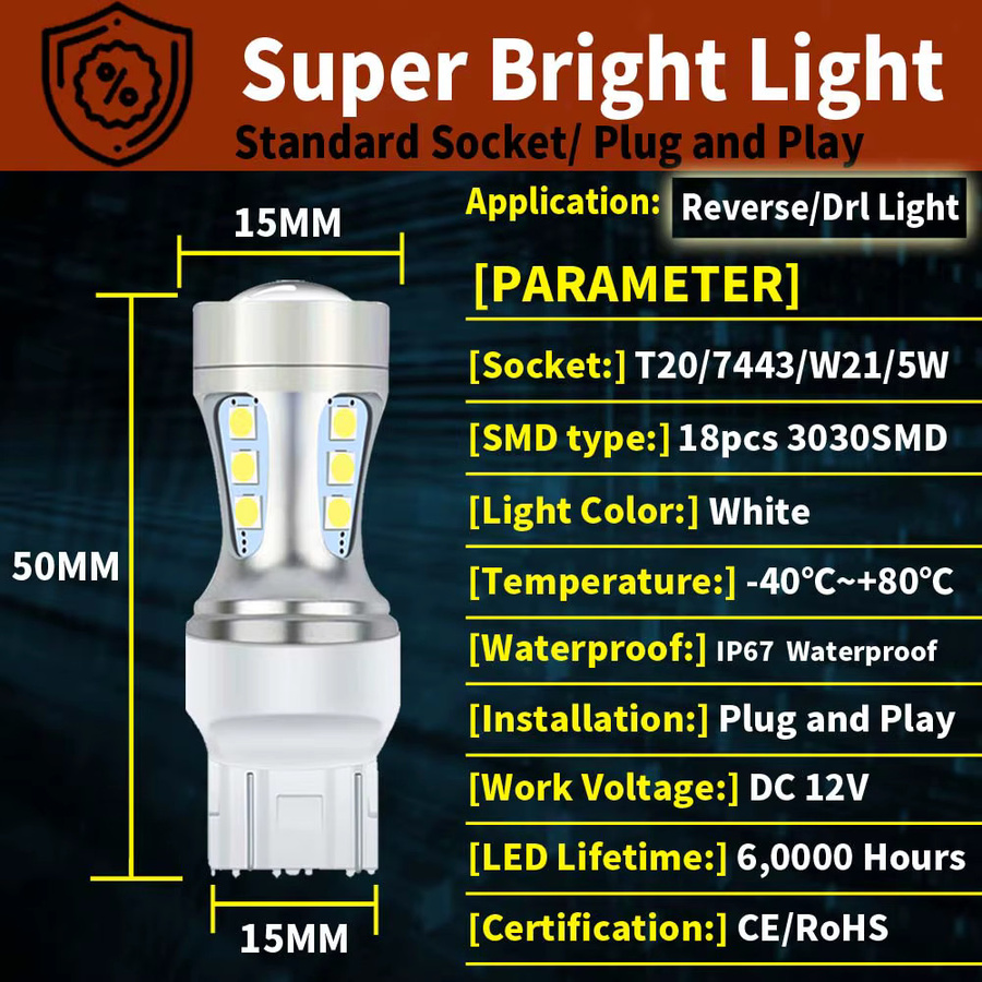 Neallor LED Bremslicht und Blinker Birnen Set T20 W21/5W 7443 580 WY21W für Auto und Motorrad 12V, 2 Stück - Bild 2