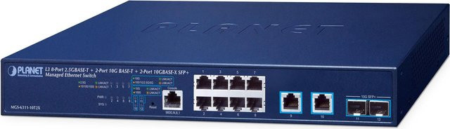 PLANET Managed Layer 3 Switch MGS-6311-10T2X mit 8-Port 2.5GBASE-T und 10G Ethernet in Blau - Bild 1