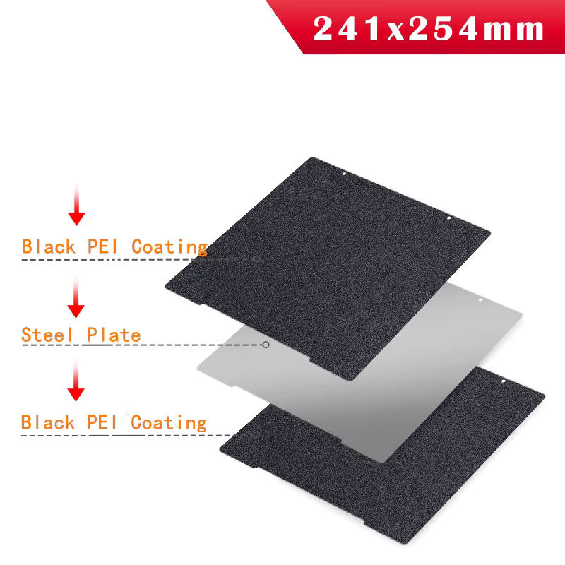 Prusa Flexibles Federstahlblech für MK4, MK3, MK3S+ Doppelseitige PEI-Platte Strukturierte und Glatte Oberfläche, Schwarz, B/T: 241 x 254 mm - Bild 3