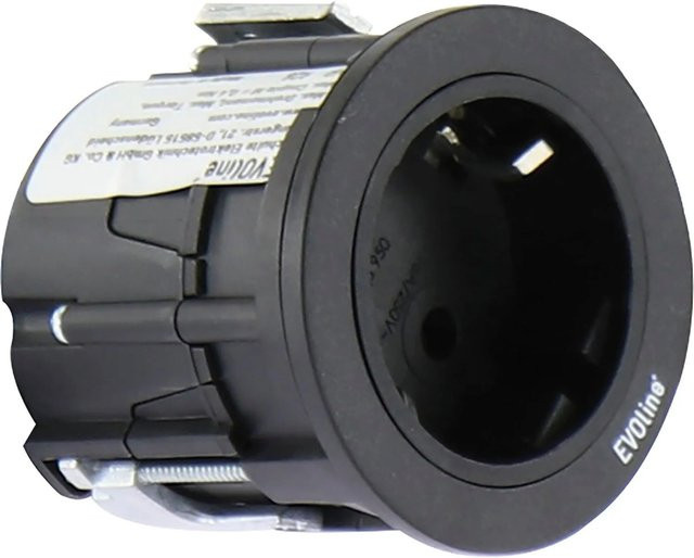 EVOline One Einbausteckdose mit Abdeckring in Schwarz aus Kunststoff, 230 V - Bild 1