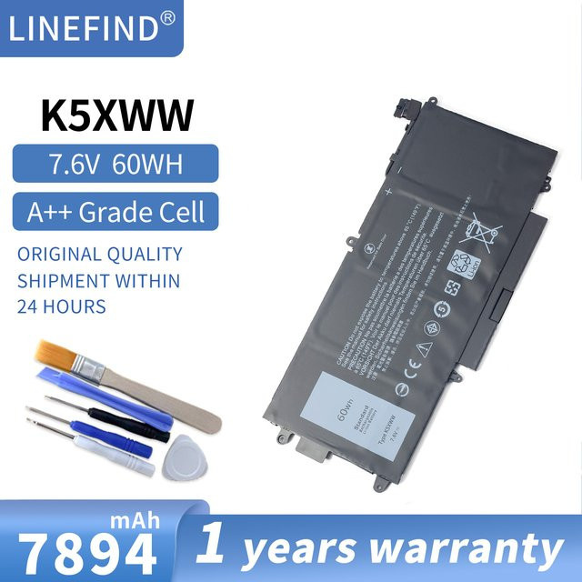 Original Dell K5XWW Laptop-Akku 7,6 V 60 Wh für Latitude 12 5285 5289 7389 7390 2-in-1 Notebook, Schwarz - Bild 1