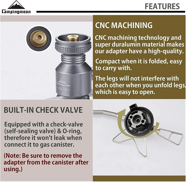 Outdoor Gasbrenner mit Adapter für Grill und Picknick in Silber, B/T/H: 36,0 x 25,5 x 7,2 cm - Bild 1