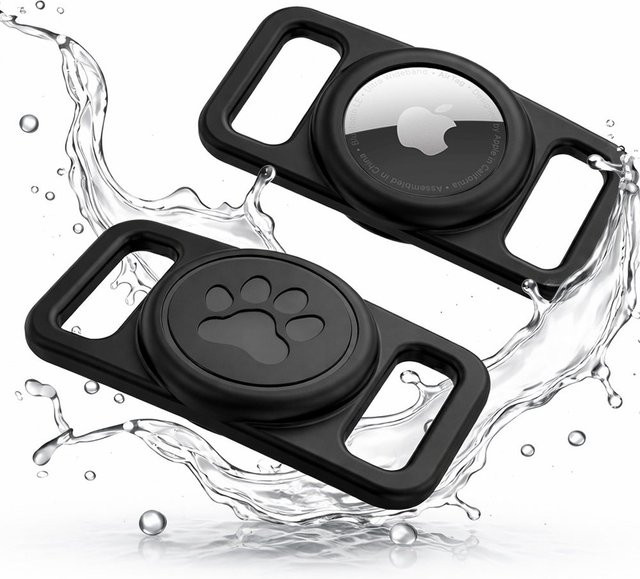 Techsuit BuddyGuard DG1 Halterung für Apple AirTag am Haustierhalsband, Schwarz, wasserfest - Bild 1